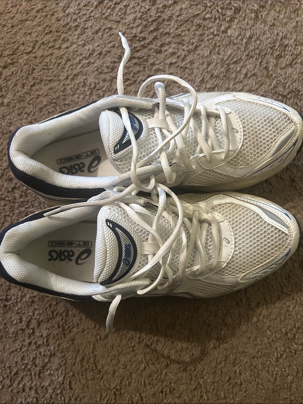 Asics White and Navy Men's Athletic Running Shoes
